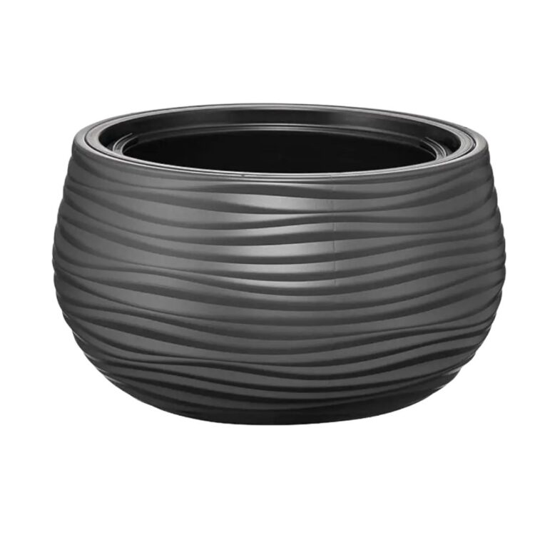 Zwarte ronde pot van kunststof